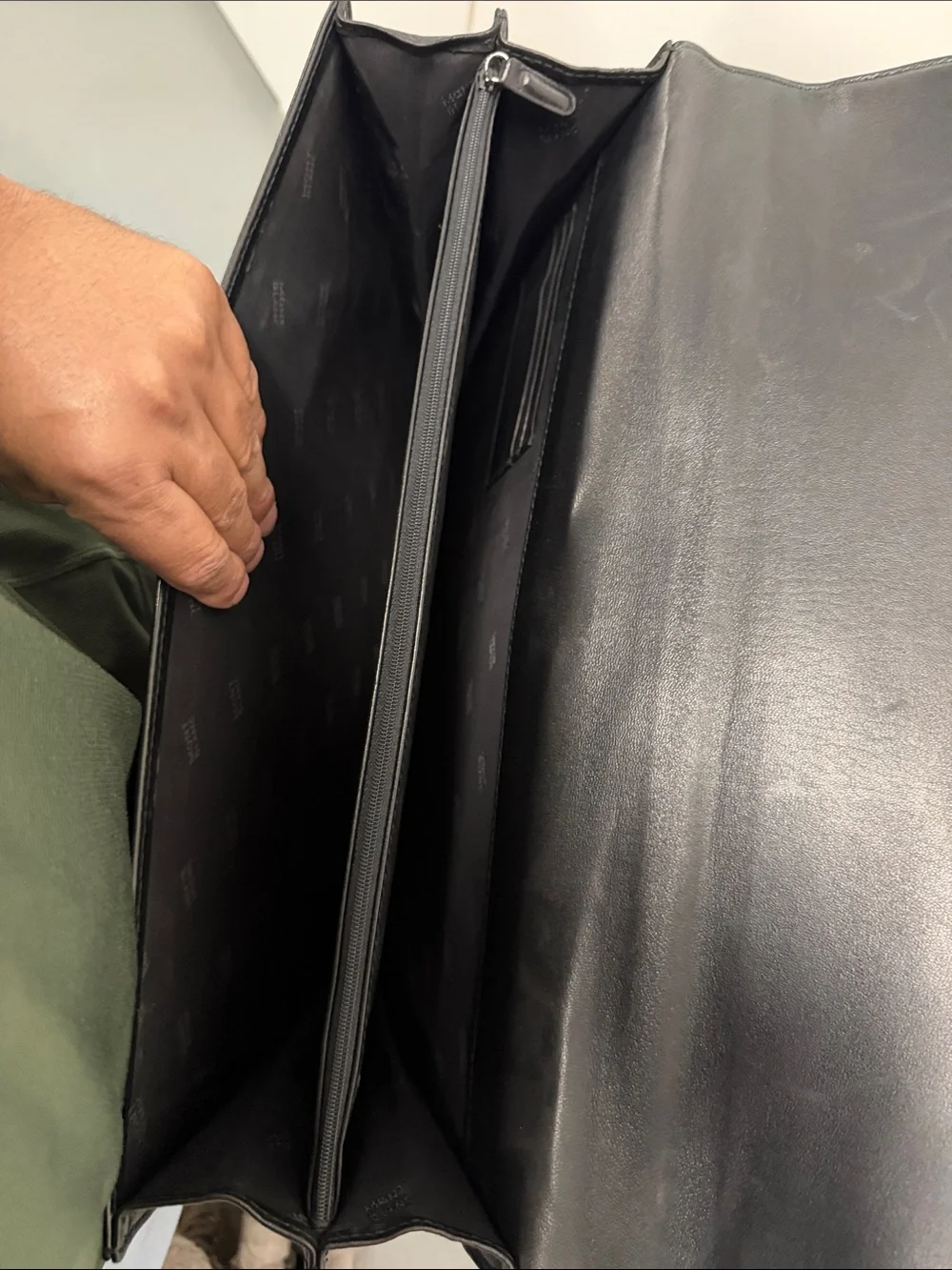 Montblanc Black Leather Briefcase with Silver Hardware